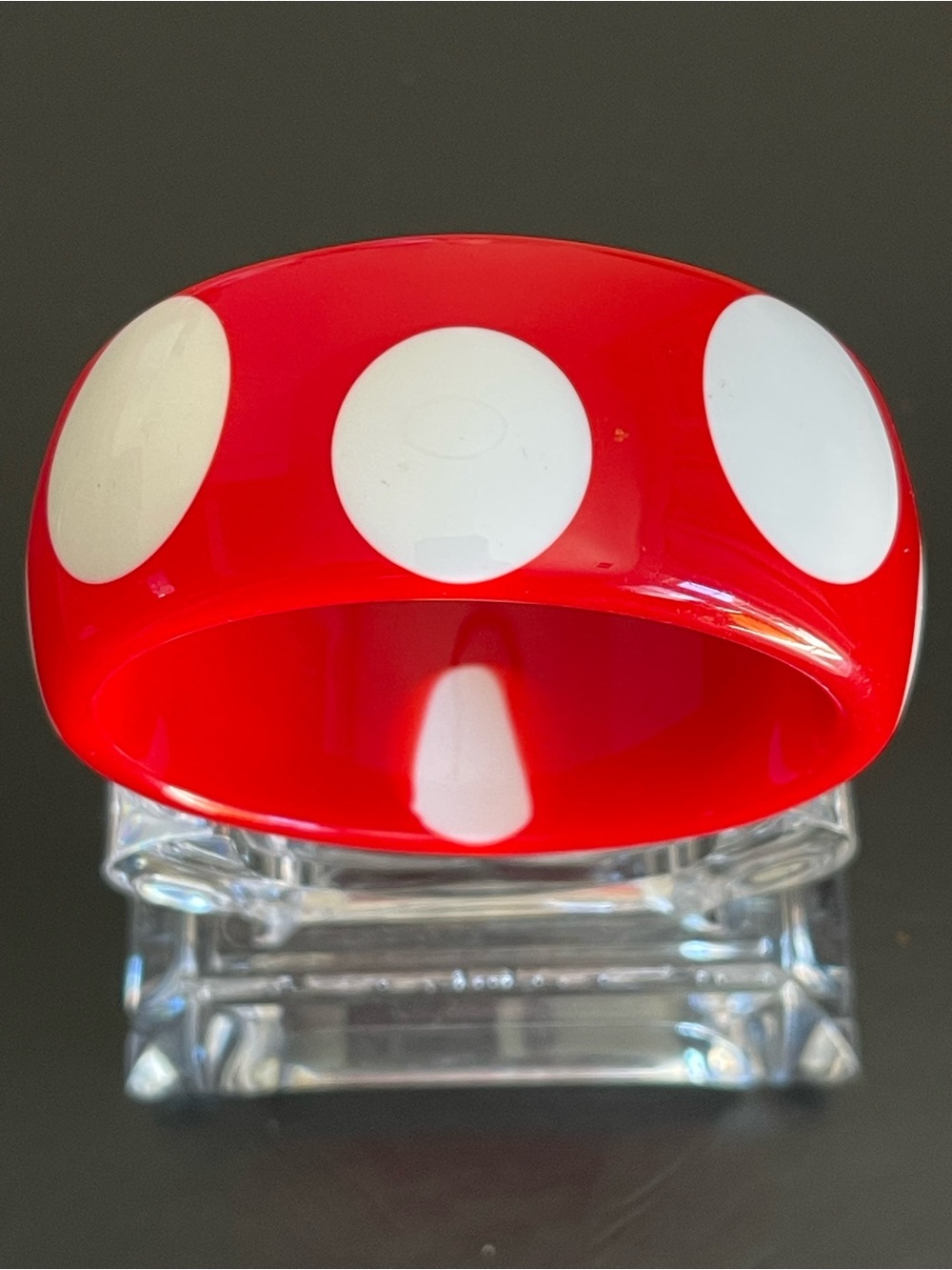 Vintage Red Polka Dot lucite Bangle Bracelet